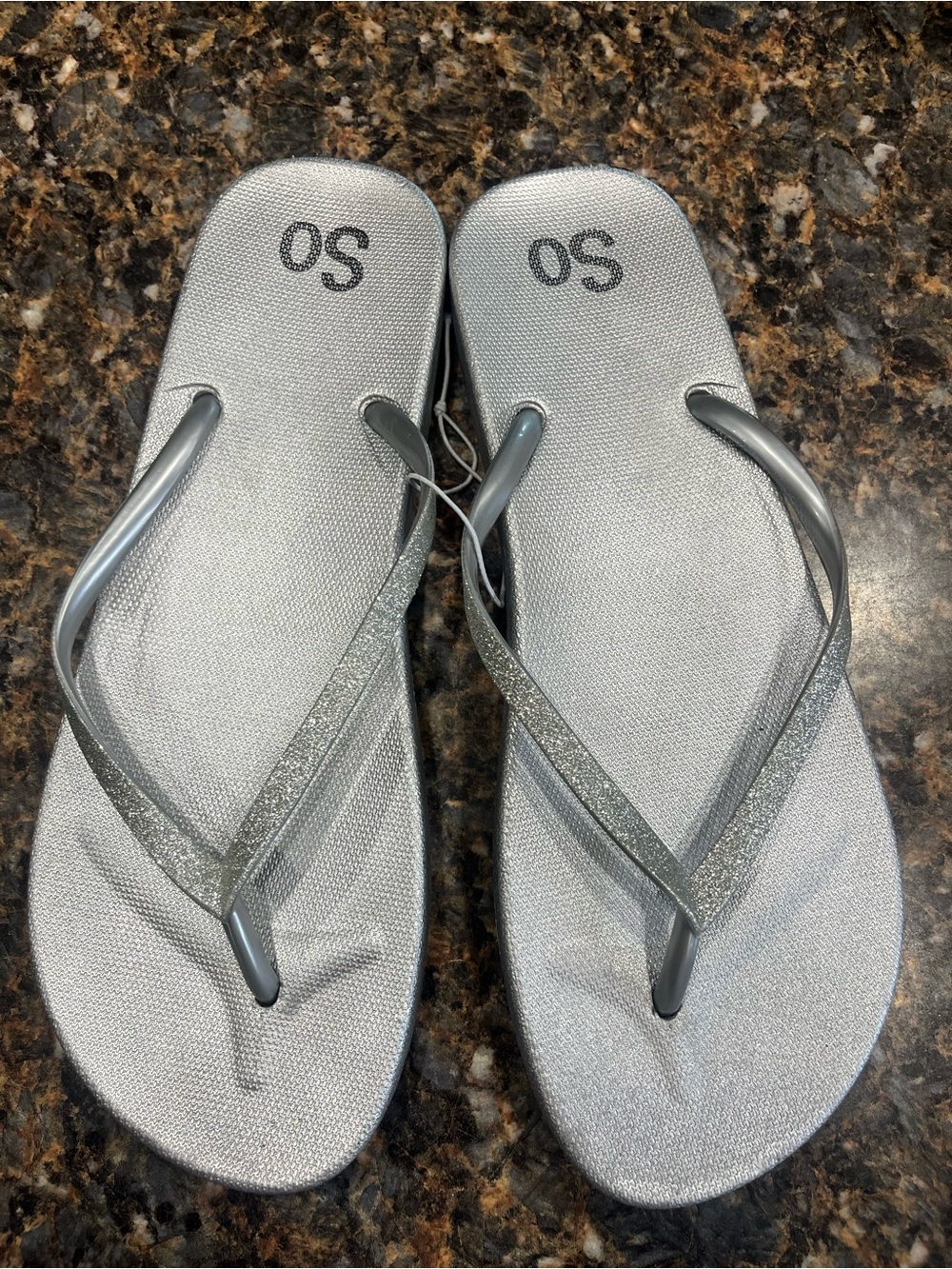 SO Silver Glitter Women's Flip Flop Sandals